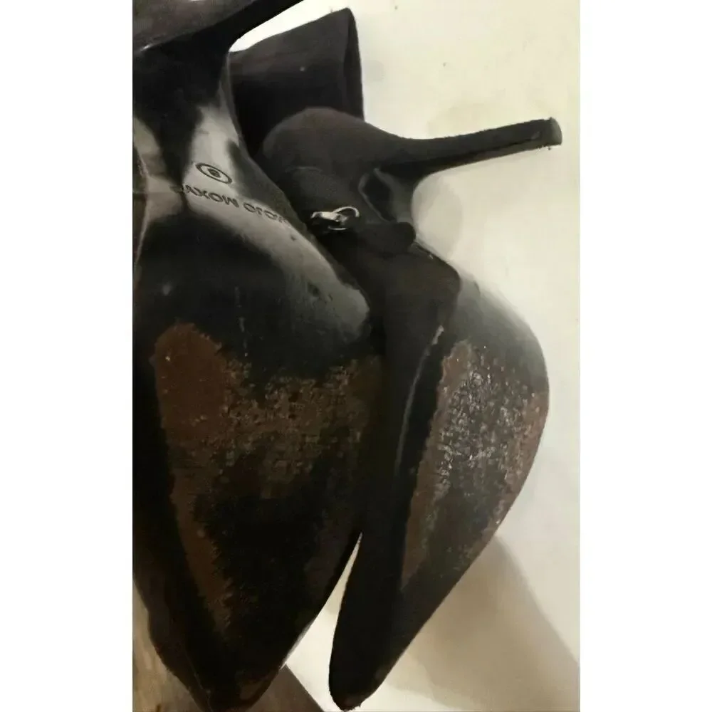 Mojo Moxy Women's Suede Pointed Toe Stiletto Over the Knee Boots Black Size 8